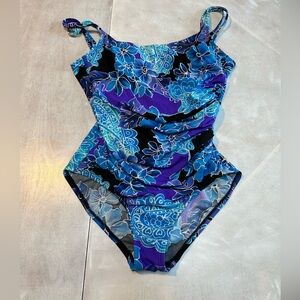 Speedo One Piece in Blue and Purple Floral